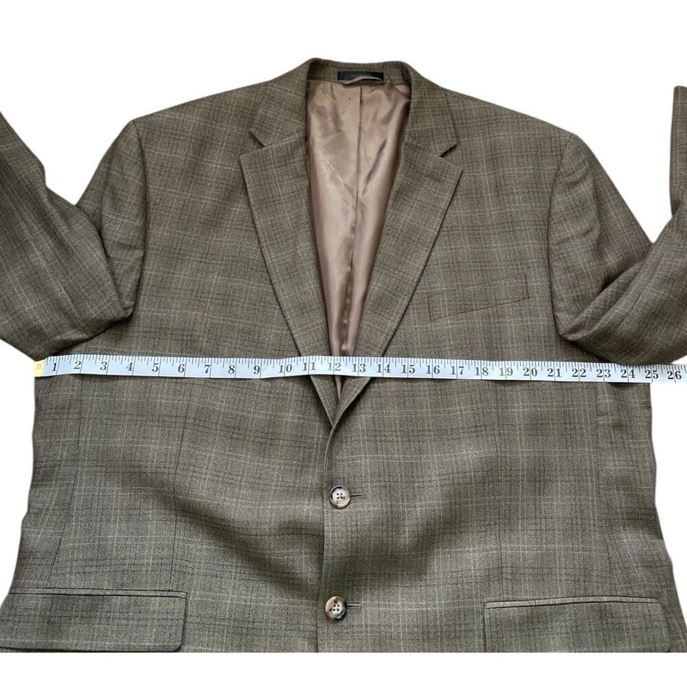 Lauren Ralph Lauren Mens Suit Jacket Blazer Silk Wool 46 R Brown Plaid 2 Button - Picture 10 of 13
